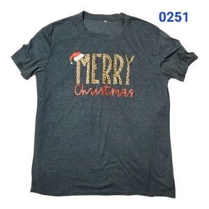 Merry Christmas Leppard Print Women's Tshirt Size XL - 0251